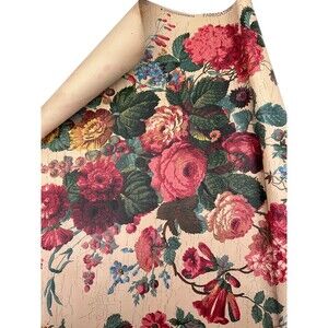 Antique Paul Dumas Floral Wallpaper Remnant 29x30 Vintage French Fragment
